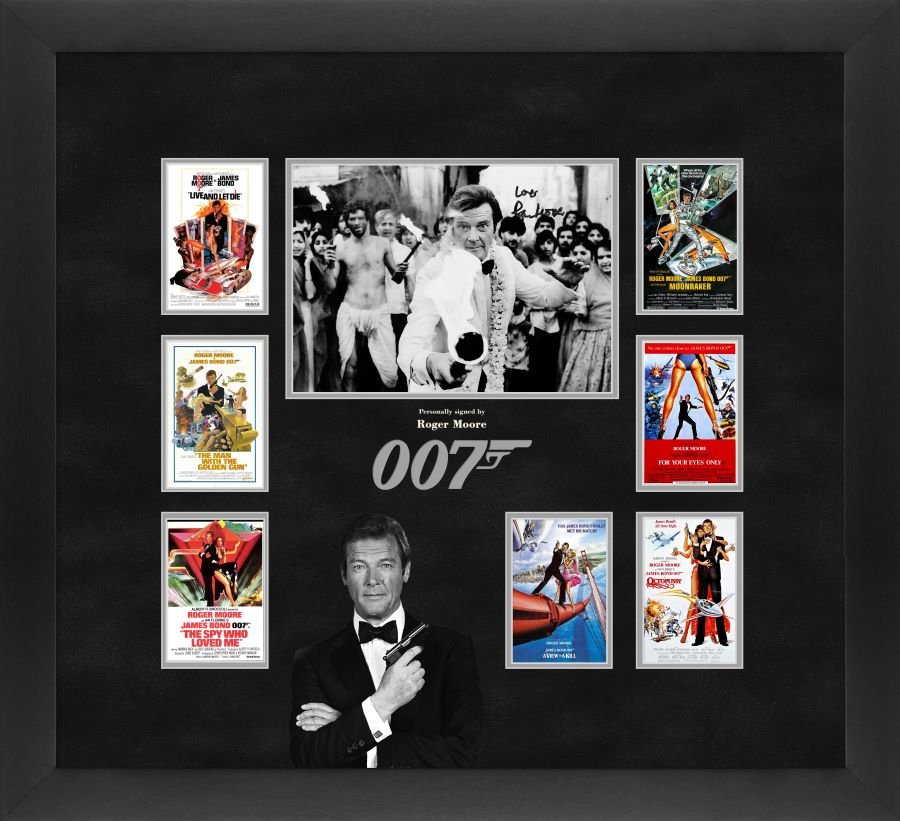 James Bond Photograph Display Signed by Roger Moore - Memorabilia Framers Shop